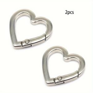 (silver)Spring Gate Heart Shape Ring Open Leather Bag Handbag Belt Strap Buckle Connecter Key Findings Pendant Snap Clip Trigger Hook