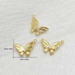 Real Gold Fine-grain Three-dimensional Slanted Butterfly Pendant