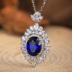 S925 Silver 4.3g Lab-Created Gemstone Necklace, 7.5x10mm Multi-Color, 40&5cm