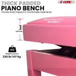 5 Core Adjustable Piano Bench Thick 3.25" Solid Wood Keyboard Stool Heavy Duty Musician Chair