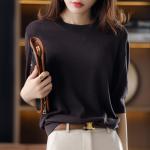 Women's Solid-color Three-quarter-sleeve Round-neck Loose-fitting Short-sleeve Top