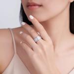 S925 Silver 4.5g Wide Moissanite Eternity Band, Baguette & Round D VVS1, GRA Certified US 5-8
