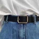 Matte Silver Metal Buckle Decorative Belt Unisex Korean Style Simple Versatile Jeans Leather Strap