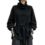Womens Autumnwinter Ribbed-knit Turtleneck With A Double-breasted Design