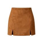 European And American Style Solid-color Zippered Skort For Women
