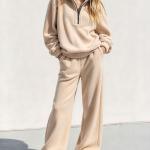 Women's Fleece Two-Piece Set With Pants Casual Home And Sports Outfit