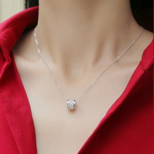 S925 Silver 2.9g Moissanite Barrel Necklace, 69pcs 1.3mm D VVS1, 40&5cm, GRA Certified