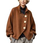 Loose-Fit Retro Womens Coat With Large Buttons