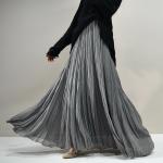 High-grade Nude Pleated Chiffon Big Swing Dress