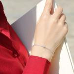 S925 Silver 6g Platinum Plated Moissanite Bracelet, 3x4.0mm D VVS1 Adjustable, GRA Certified