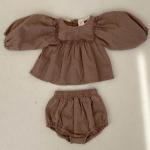 Embroidered Plaid Baby Girl Bloomers Set Cotton