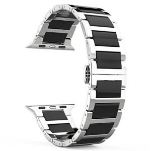 Universal Stainless Steel And Black Ceramics Apple Stainless Steel Strap