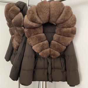 Cross-border Fox-fur Collar Mid-length Down Jacket, New Winter Style, Waist-cinching And Slimming, High-end Korean-style Fur Coat For Women