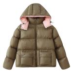 Women's Fashion Color-block Hooded Cotton-padded Coat With Pockets