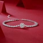 S925 Silver 7.4g Moissanite Tennis Bracelet, 0.5ct D VVS1 Halo, 16&5cm, GRA Certified