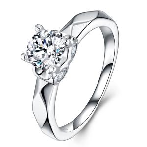 S925 Silver 3.1g 6mm D VVS1 Moissanite Solitaire Ring, GRA Certified US 5-8