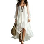 Women's Fashion Pure Color Mesh Irregular Flowy Dress