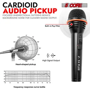5Core Microphone Dynamic Mic Karaoke Singing Studio XLR Mics Handheld Microfono