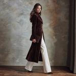 Retro Pleuche Coat Women's Waist-tight Western Style Coat Coat For Women