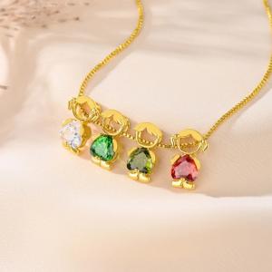 Diamond Studded Heart-shaped Necklace For Boys And Girls