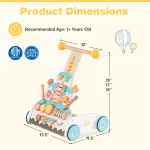 Wooden Baby Walker with 3-Position Adjustable Heights and Smooth Wheels
