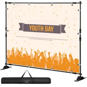 10x8 Ft Adjustable Background Bracket With Handbag - Sturdy For Party, Wedding, Photo Booth, Trade Show, Perfect For Backdrop Setup