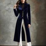 Retro Pleuche Coat Women's Waist-tight Western Style Coat Coat For Women