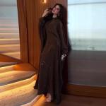 Women's Loose-fitting Deep-brown Elegant Dress