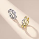 S925 Silver 3g Baguette Moissanite Intertwined Ring, D VVS1, GRA US 5-8