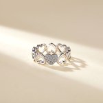 S925 Silver 2.7g Heart Link Moissanite Ring, D VVS1, GRA Certified US 5-8