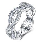 S925 Silver 3g Baguette Moissanite Intertwined Ring, D VVS1, GRA US 5-8