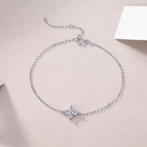 S925 Silver 1.6g Cross Moissanite Bracelet, 4x3mm D VVS1, 16&5cm Adjustable, GRA Certified