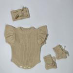 Instagram-style Baby Knitted Romper Autumnwinter Pure Cotton Warm Onesie