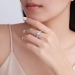 S925 Silver 4g Leaf Design Moissanite Ring, 8mm D VVS1 Center, GRA Certified US 5-8