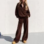 Women's Fleece Two-Piece Set With Pants Casual Home And Sports Outfit