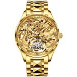 Luxury Golden Water-Resistant Mens Watch With Tourbillon
