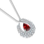 S925 Silver 4g Lab-Created Gemstone Necklace, 10.5x7mm Teardrop, 4 Colors, 40&5cm