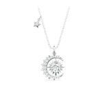 S925 Silver 1ct Moissanite Moon Star Necklace, D VVS1 Celestial Pendant, 40&5cm, GRA