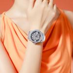 Large-dial Waterproof Hollowed-out Womens Watch With A Snowflake Motif That Rotates