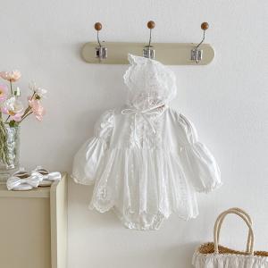 Halter-neck Long-sleeve Lace-trimmed Romper Hat