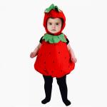 Babys Fallwinter Strawberry-themed Romper And Hat Two-piece Set