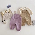 New Spring Girls Western Style Overalls Baby Contrast Color Boys Korean Style Pants