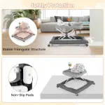 Grey Foldable Baby Walker with Detachable Tray & Shape Sorter Toys, 3-Level Height Adjustable for 6-12 Months
