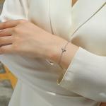 S925 Silver 1.6g Cross Moissanite Bracelet, 4x3mm D VVS1, 16&5cm Adjustable, GRA Certified