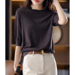 Women's Solid-color Three-quarter-sleeve Round-neck Loose-fitting Short-sleeve Top