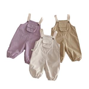 New Spring Girls Western Style Overalls Baby Contrast Color Boys Korean Style Pants