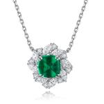 S925 Silver 5.6g Lab-Created Ruby Sapphire Emerald Necklace, 9x9mm Cushion Cut, 40&5cm