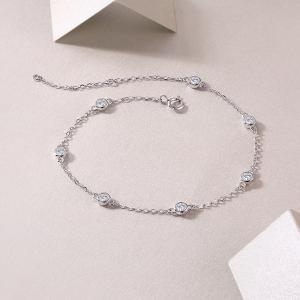 S925 Silver 1.4g Moissanite Bracelet, 7pcs 3mm D VVS1 GRA Certified, 16&5cm Adjustable