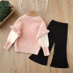 Childrens Two-Piece Knitted Set With Round Neck