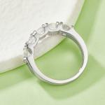 5-Stone Moissanite Wedding Band Ring, 4mm&5 D Color VVS1 S925 Silver Platinum Plated Anniversary Ring With GRA, US 5-9.